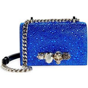 NEW🔥Alexander McQueen Mini Jeweled Crystal Embellished Skull Knuckle Ring Bag🔥